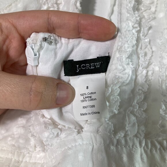 Womens J Crew Baby Doll Halter Top Dress Swiss Dot Lined White 8 Ruffle Hem - Picture 8 of 8